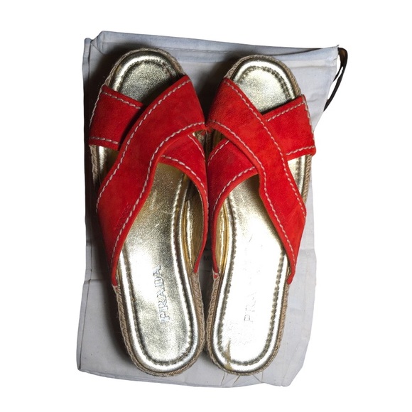 Prada Red Suede Platform Espadrilles 40.5 - Picture 12 of 14